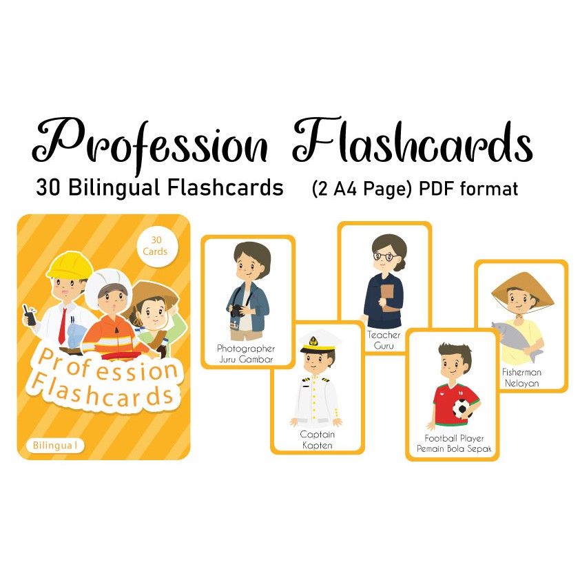 Fast Free Shipping Bahasa English Learn Profession Flashcards Softcopy Pdf Format Makes 30 Cards Shopee Malaysia