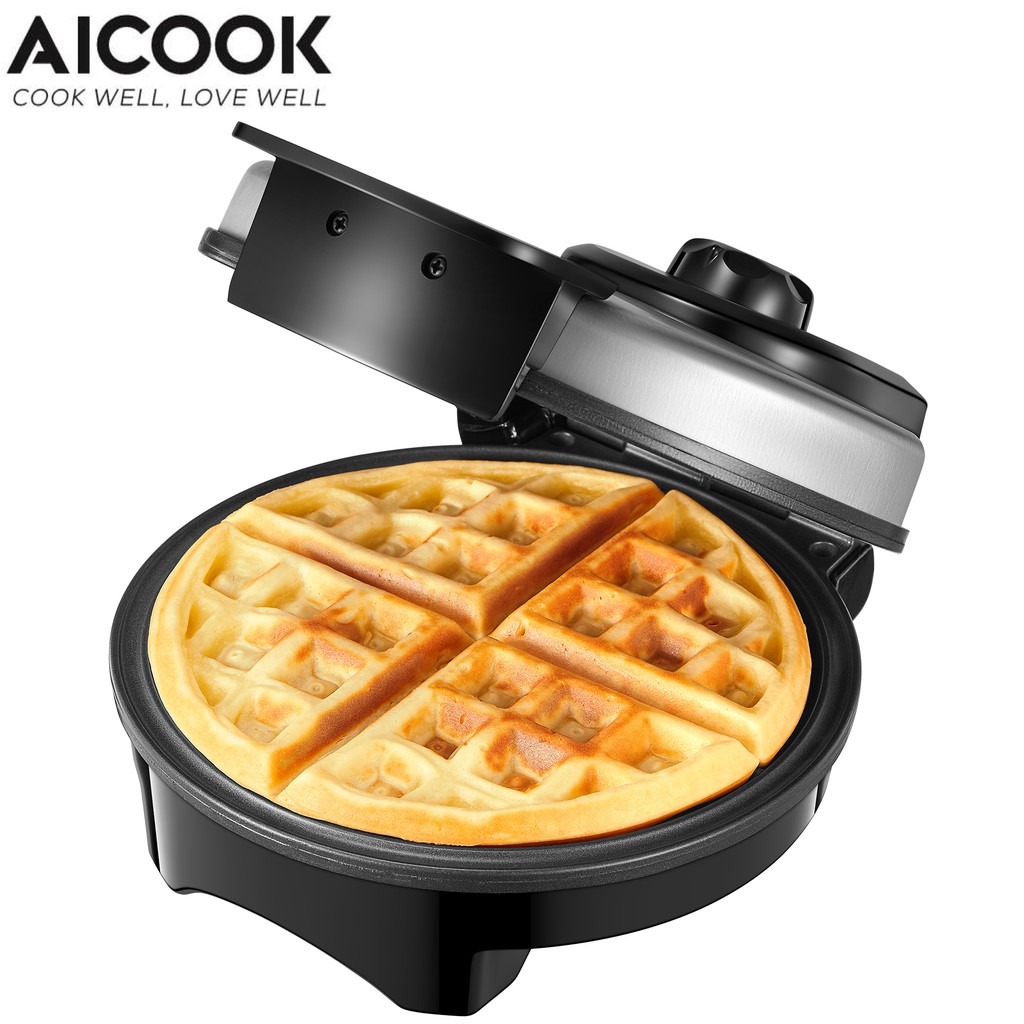 20CM Bigger Size Aicook Stainless steel Belgium Waffle Maker Machine Electric Non-Stick Waffle Maker DIY Cake