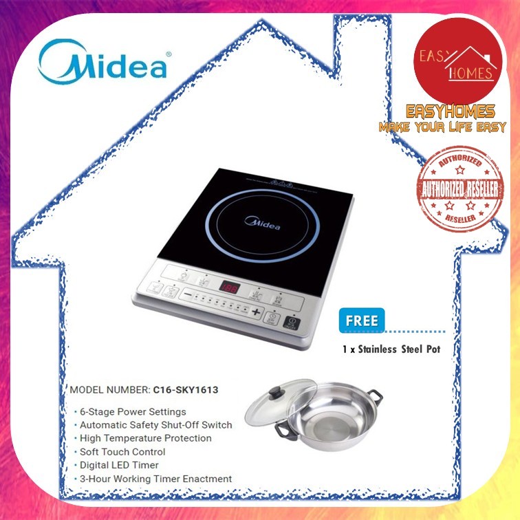 Midea Induction Cooker C16SKY1613 (Free Stainless Steel Pot) Shopee
