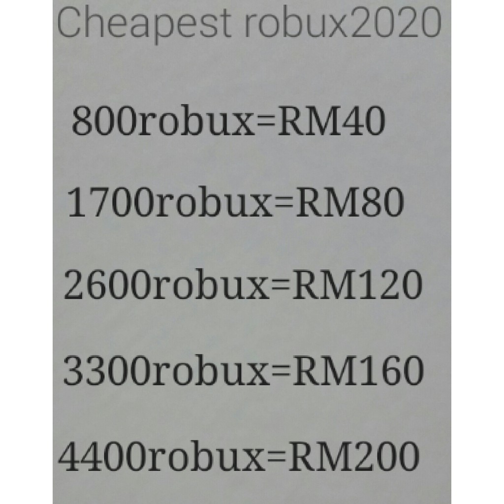 Cheapest Robux Sell 2020 Shopee Malaysia - cheapest robux