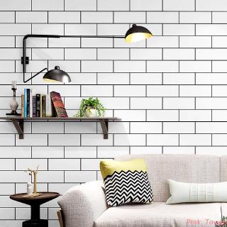 Black And White Plaid Wallpaper White Brick White Brick Imitation Brick Milk Tea Shop Brick Clothing Shop Wallpaper Shopee Malaysia