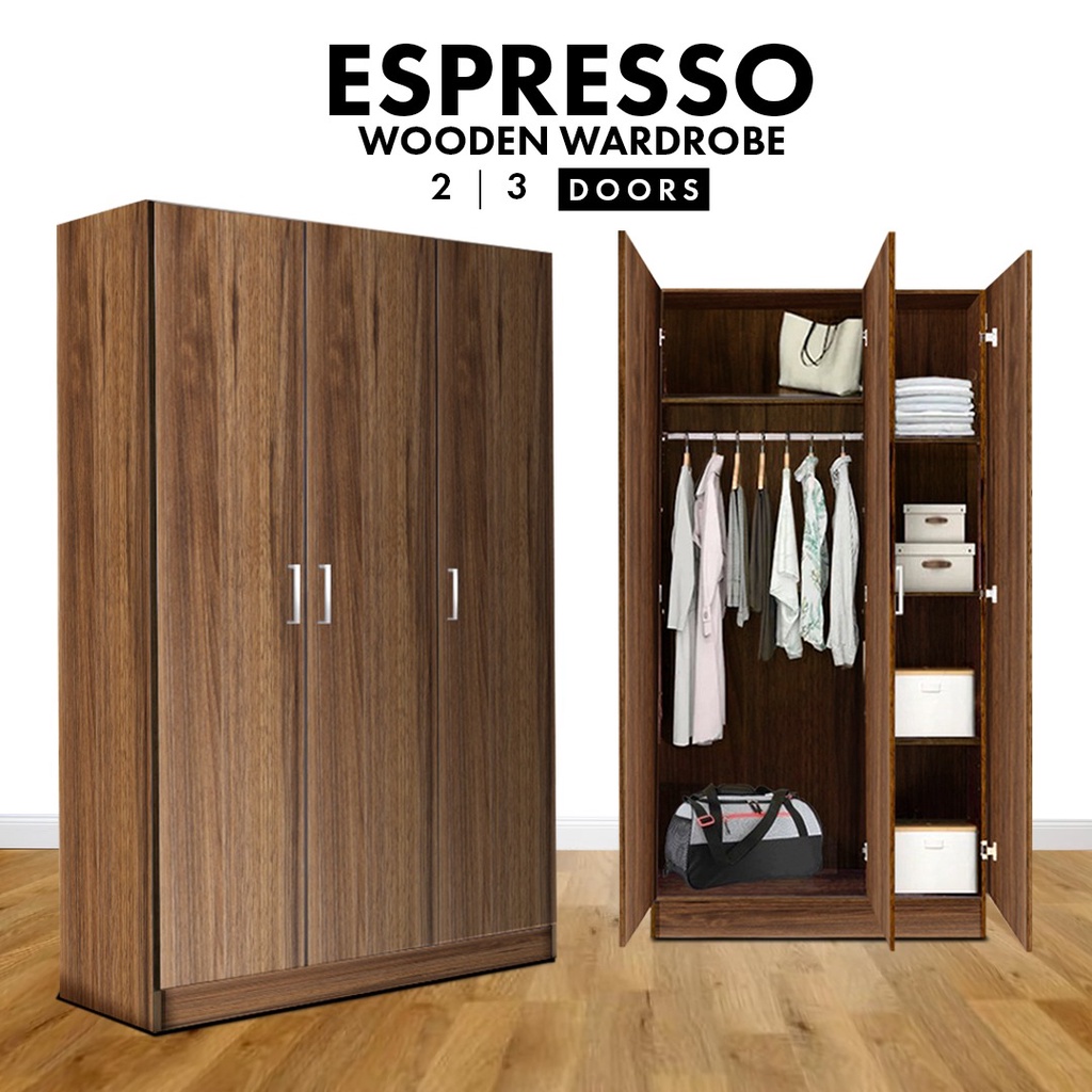 READY STOCK FINSSO : (CUSTOMIZE AVAILABLE) 3 Door Wooden Wardrobe / Almari Baju