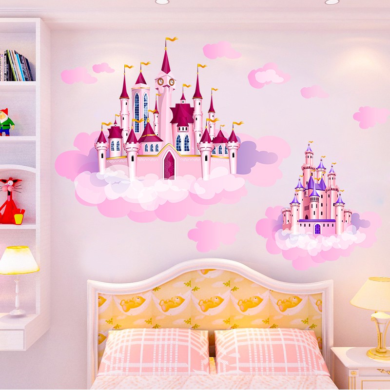 Children S Bedroom Wall Stickers Romantic Princess Castle Wall Stickers