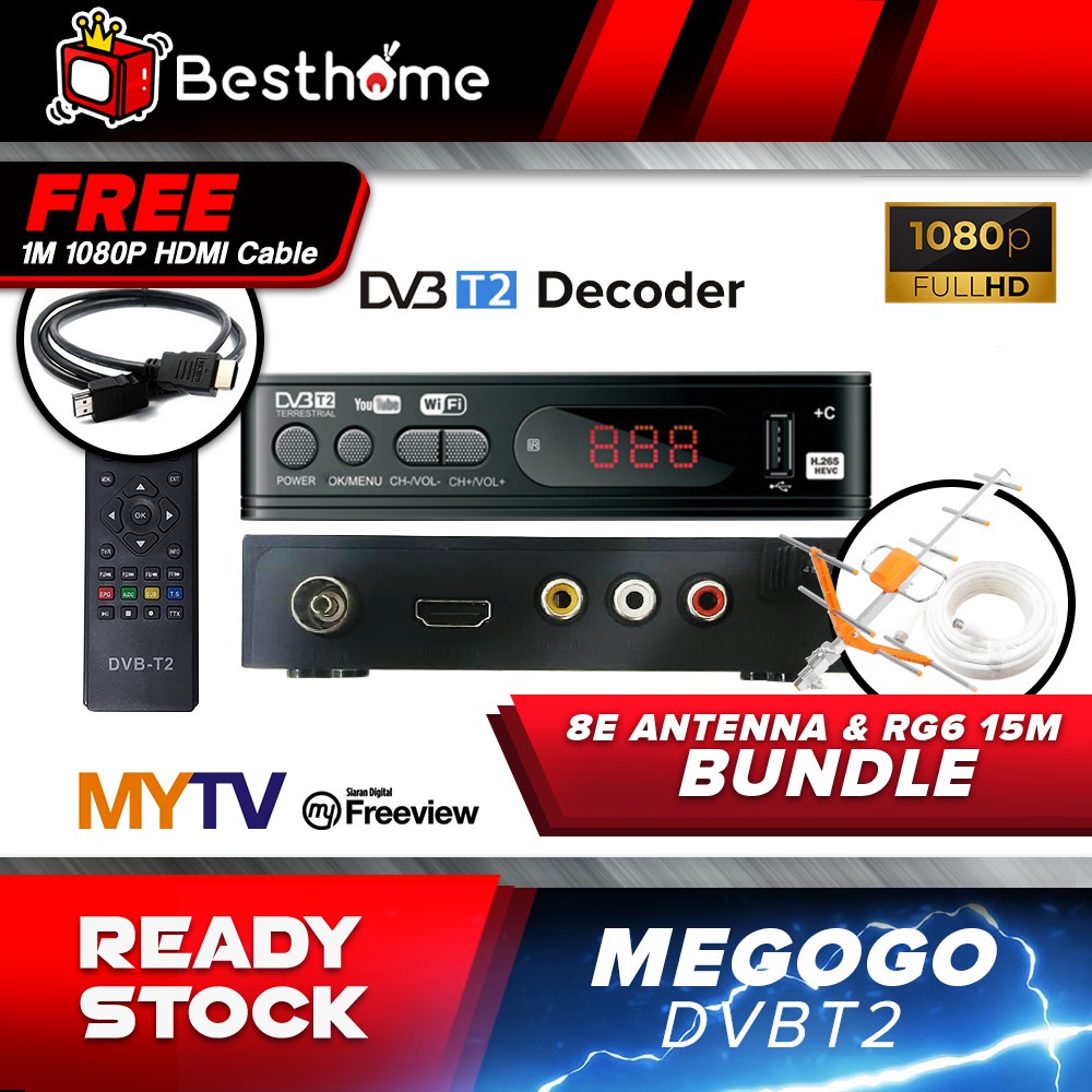 🇲🇾[Ready Stock] MYTV Decoder Megogo DVB T2 Digital Myfreeview Receiver