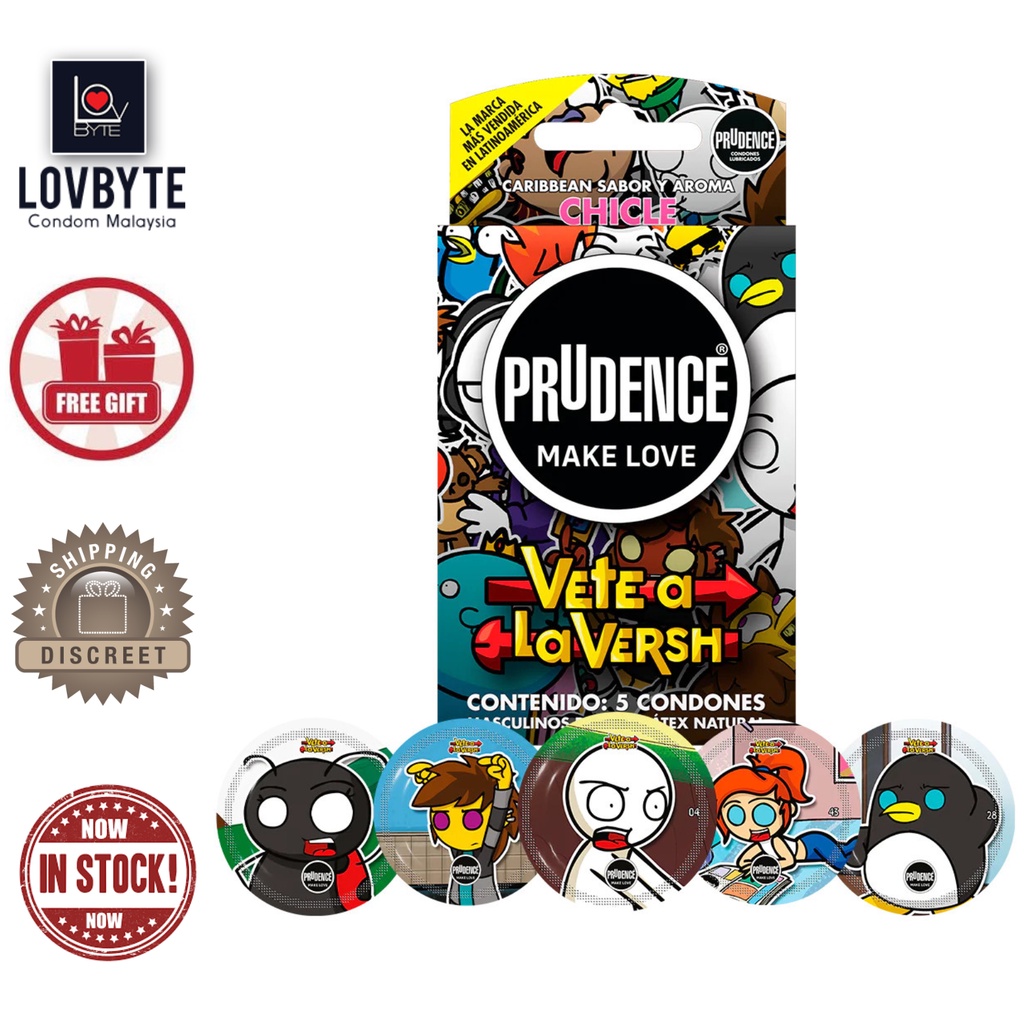 Prudence Chicle Make Love 5's BubbleGum Chewing Gum Flavor Round Condom