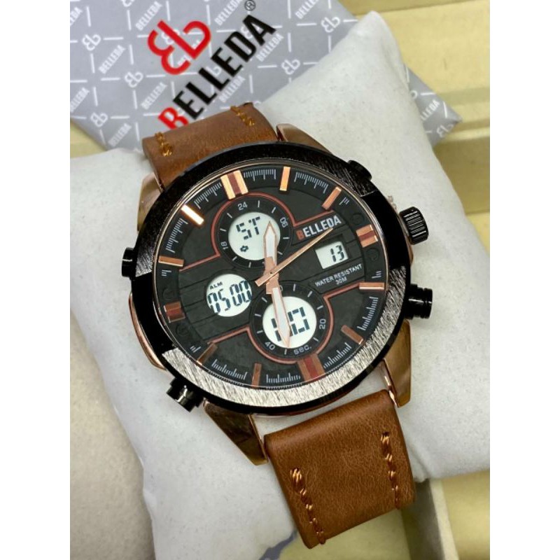 [READY STOCK] BELLEDA MEN QUARTZ ANALOG LEATHER STRAP WATCH | Shopee ...