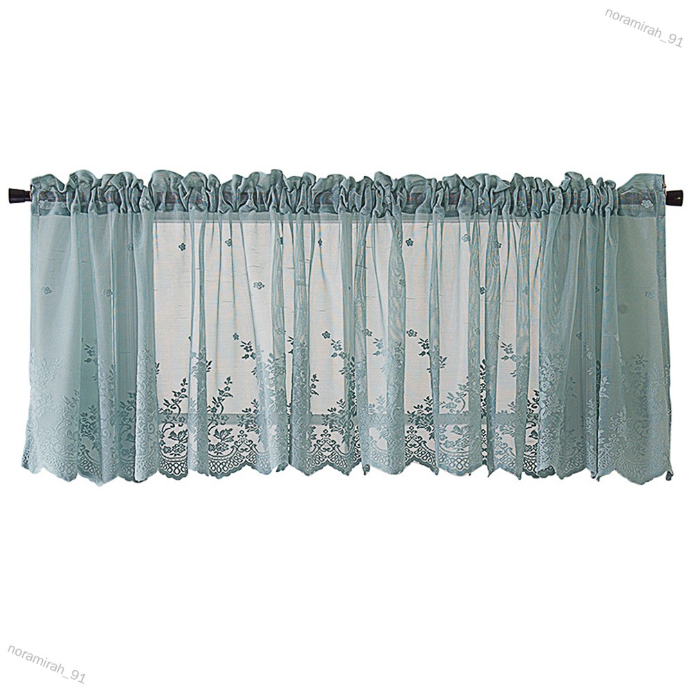Modern Lace Hem Roman Short Window Curtain for Coffee Kitchen Cabinet Home Decor