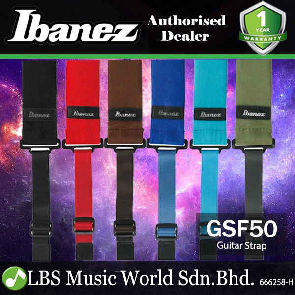 Ibanez GSF50 Powerpad Strap Guitar Polyester Strap With Adjustable Leather End (Power Pad)