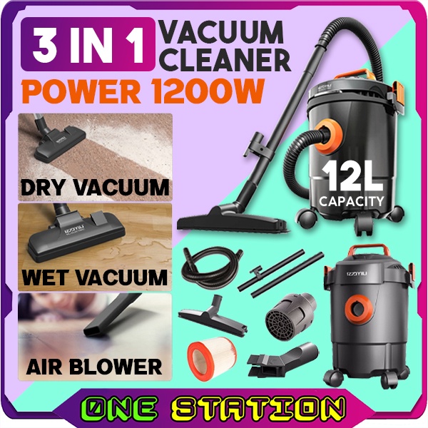 YILI 1200W 3 IN 1 Strong Suction Dry / Wet And Air Blower Vacuum Cleaner Set 12L Capacity Bagless Vacuum Home Appliances