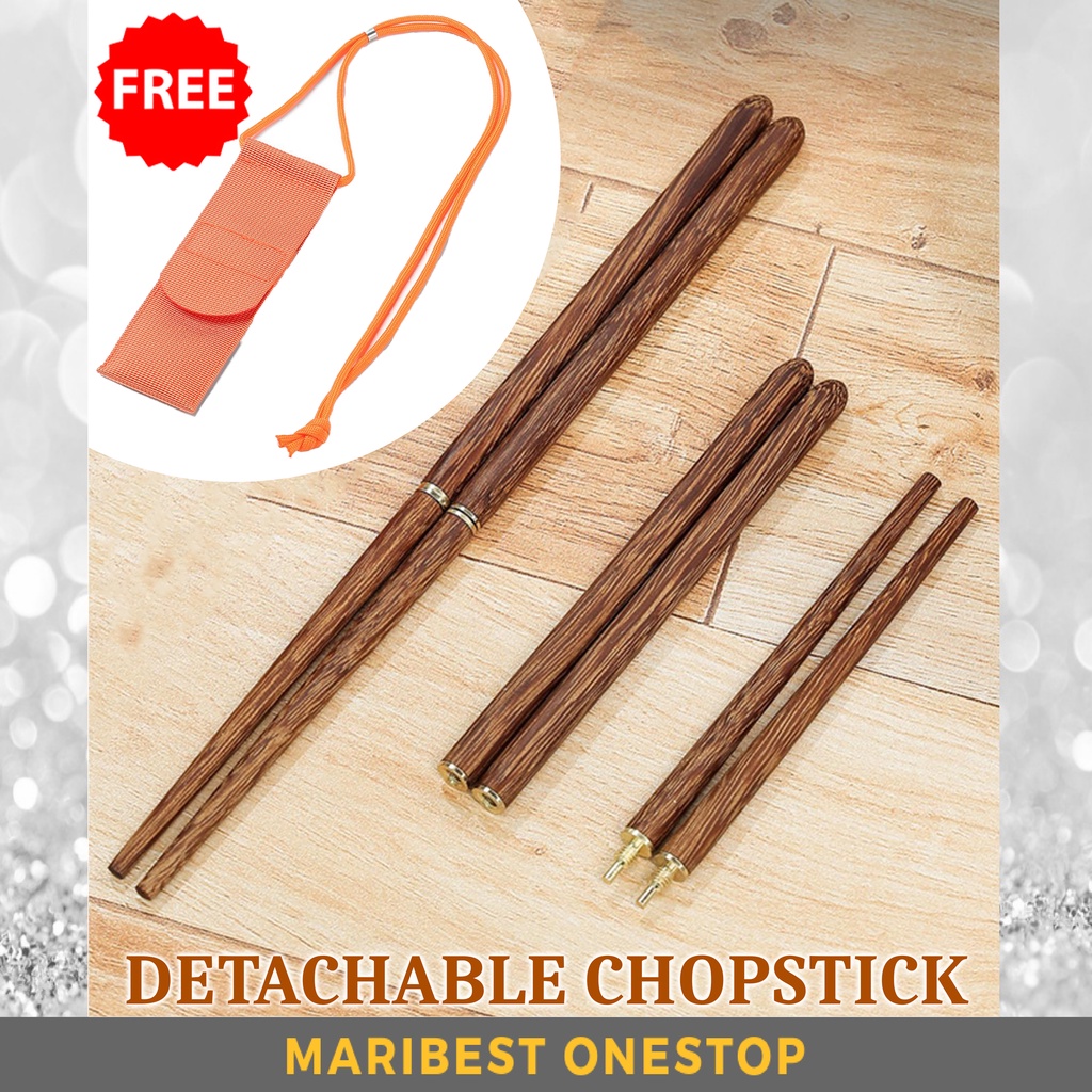 Outdoor Foldable Wooden Chopstick Outdoor Camping Chopstick Detachable Chopstick Reusable Cutlery Penyepit Lipat 折叠式筷子