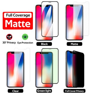 Ready Stock iPhone 13 12 11 Pro Max Mini Xr X Xs Max 8 7 Plus Full Coverage 20D Matte Clear HD Green Light Tempered Glass Privacy Screen Protector Shockproof Anti-Scratch 9H Hardness