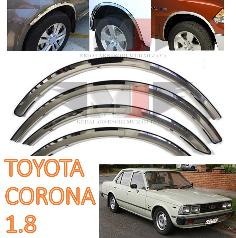 TOYOTA CORONA 1.8 Fender Arch Trim Stainless Steel Chrome Garnish With Rubber Lining ender Arch Trim Stainless Steel