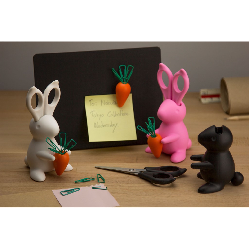 Scissors Paperclip Holder Qualy Desk Bunny Office Home Accessory Organizer White 