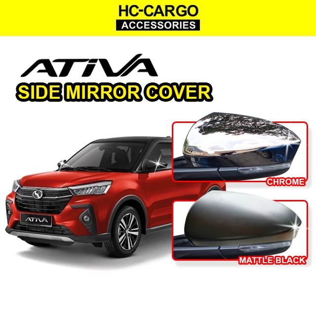 Ready Stock Perodua Ativa Side Mirror Cover Chrome Matte Black 2pcs Set Ativa Shopee Malaysia
