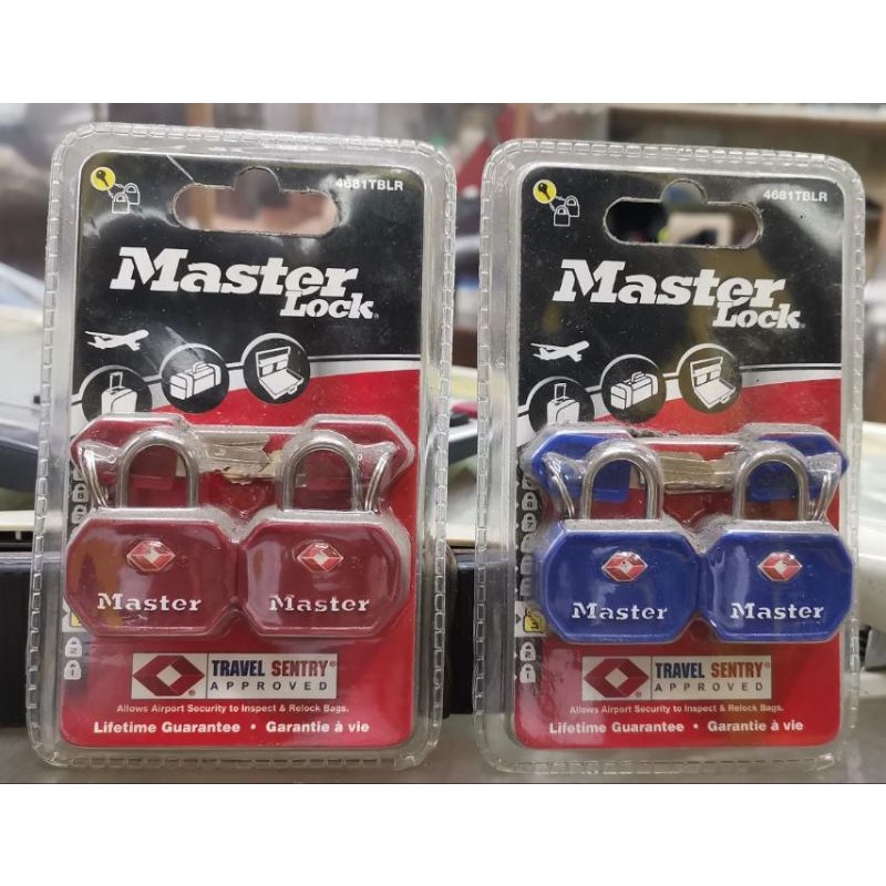 Master Lock TSA Approved Luggage Lock 4681TBLR 1-1/4” 2 Pcs Set (32mm) Red, Blue