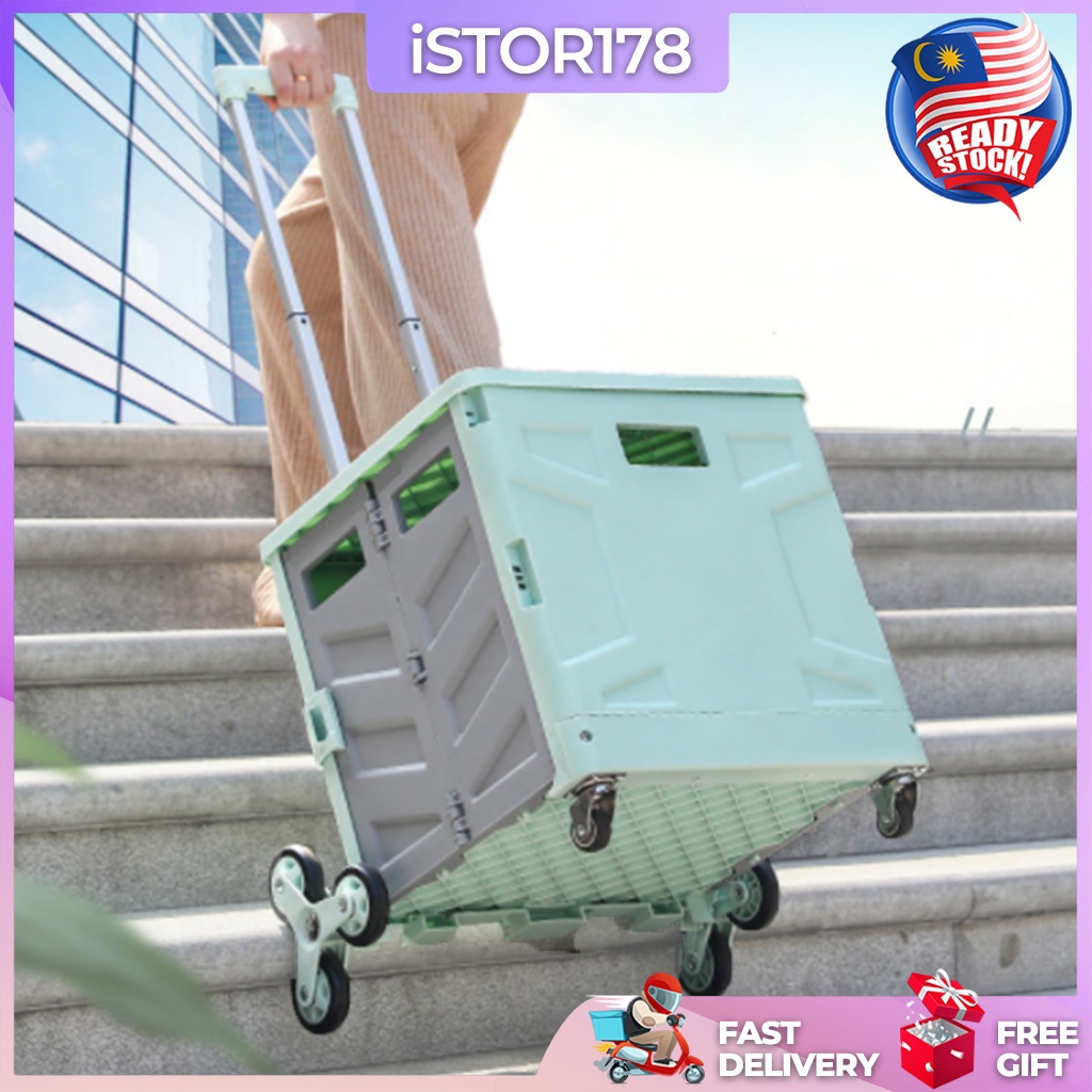 50L/ 75L LARGE SHOPPING CART TROLLEY/ CLIMBER FOLDABLE MARKET TROLLEY/ HAND PULL TRAILER 折叠购物车 ISTOR178