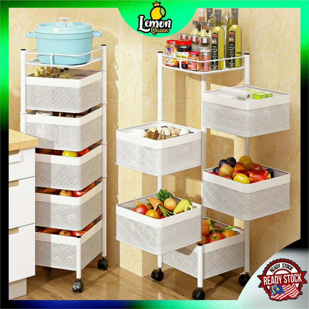 Rak Dapur Kitchen Storage Rack Multifunctional Rotating Kabinet Cabinet