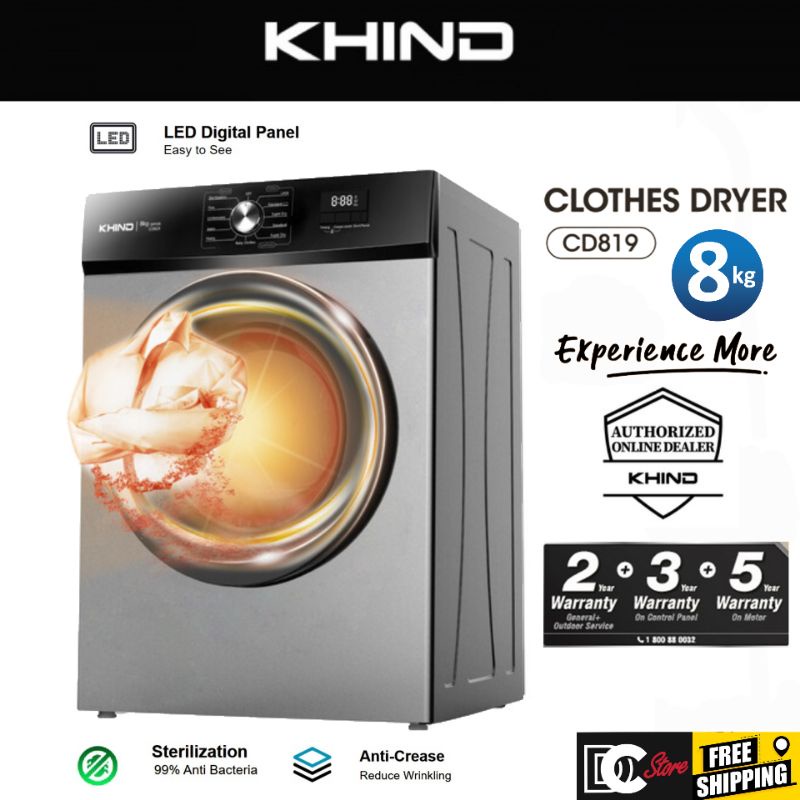 KHIND 8 KG CLOTHES DRYER CD819 (MESIN PENGERING PAKAIAN)/ Khind 8kg ...