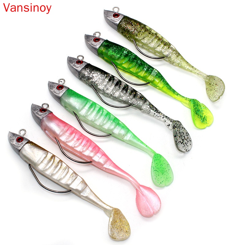 80mm 2.5g Artificial  T Tail Silicone Swimbait Soft Bait Worm Fishing Lures 