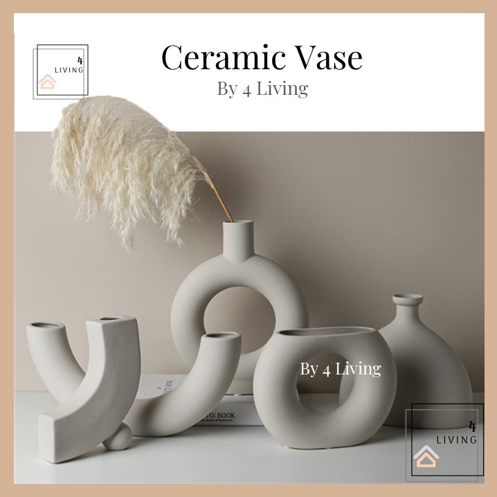 READY STOCK Ins Style Ceramic Vase Nordic Decorations Artistic Flower Pot Flower Vase Home Decor 陶瓷花瓶 Pasu Bunga