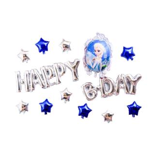 siKis Sisters Set Balon Desain Frozen Elsa Happy bday siKis Sisters Set Balon Desain Frozen Elsa Happy bday