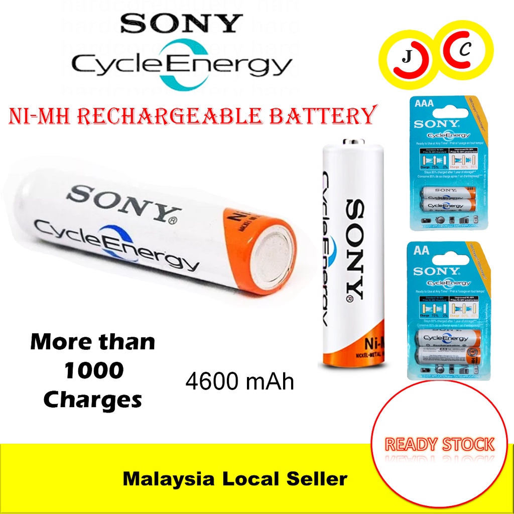 SONY AA AAA Rechargeable Battery 1.2V Ni–MH NiMH 4600mAh Cycle Energy Rechargeable Battery Batteri Boleh Cas