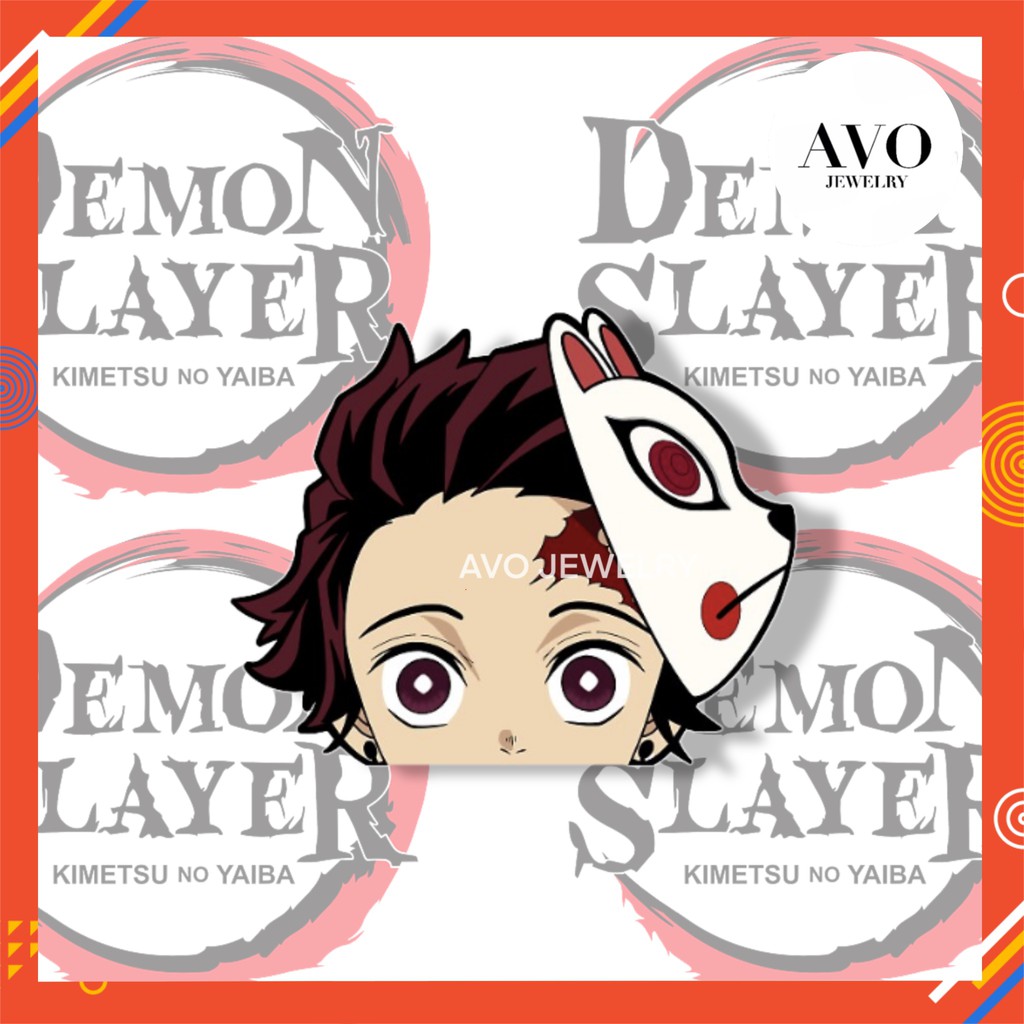 TANJIRO KAMADO WITH MASK STICKER DEMON SLAYER PEEKER STICKER KIMETSU NO ...