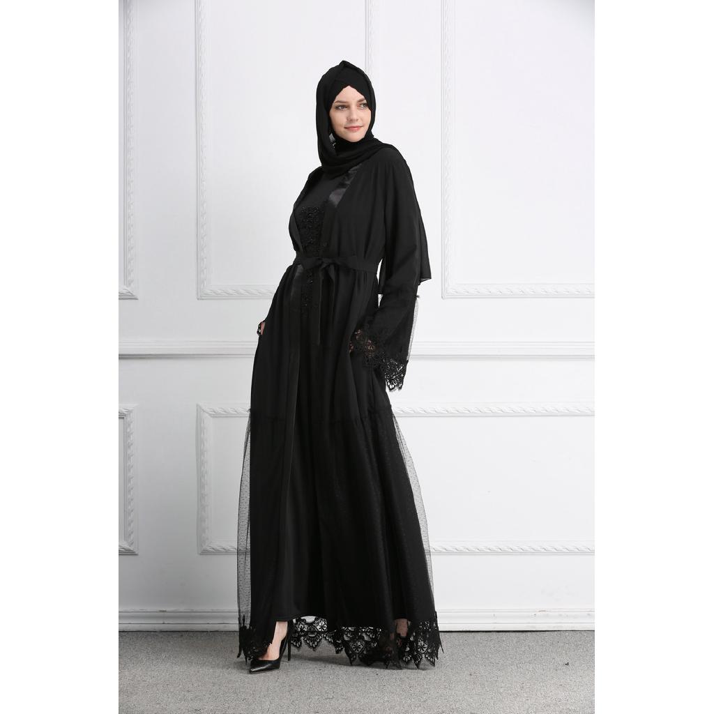 Muslim Abaya  LR100 Jubah Baju  Raya Fashion Cardigan Lace 
