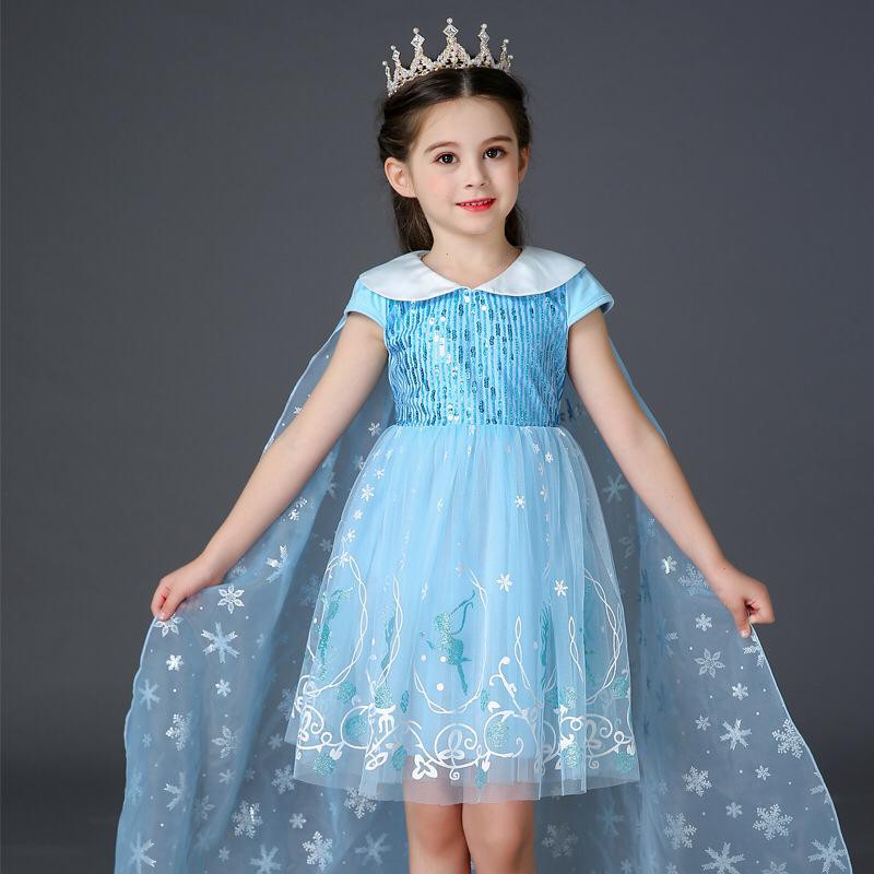 [MALAYSIA STOCK]Girls Frozen Elsa Princess Dress With Cloak Party