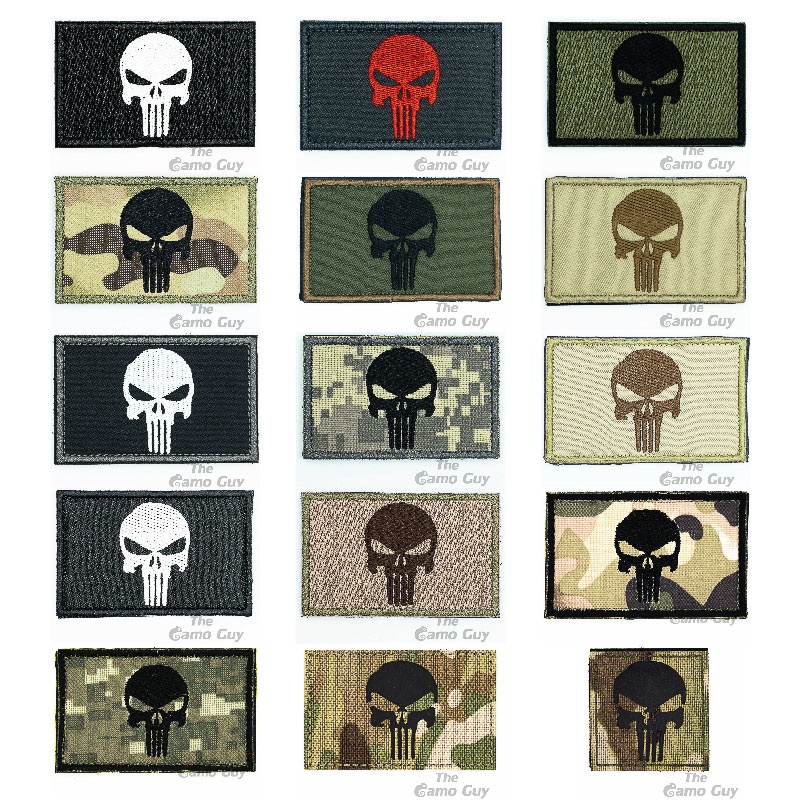 The Punisher Vigilante Hero Cool Skull Logo Tactical Embroidery Morale Patch with Self Adhesive Velcro Magic Tape