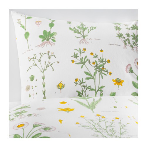 Ikea Strandkrypa Quilt Cover And 4 Pillowcases Floral Patterned