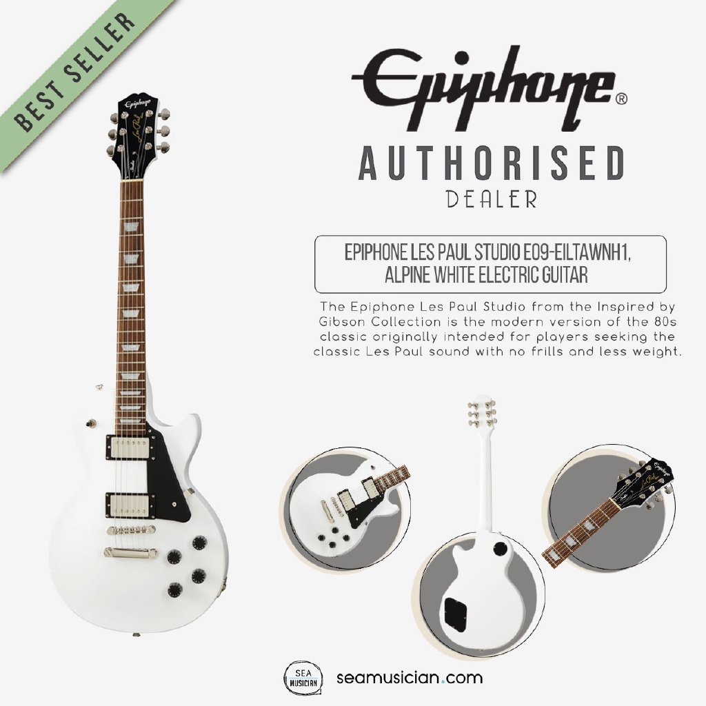 EPIPHONE LES PAUL STUDIO EILTAWNH1, ALPINE WHITE ELECTRIC GUITAR (LESPAUL/  DUAL HUMBUCKERS / SEAMUSICIAN) | Shopee Malaysia