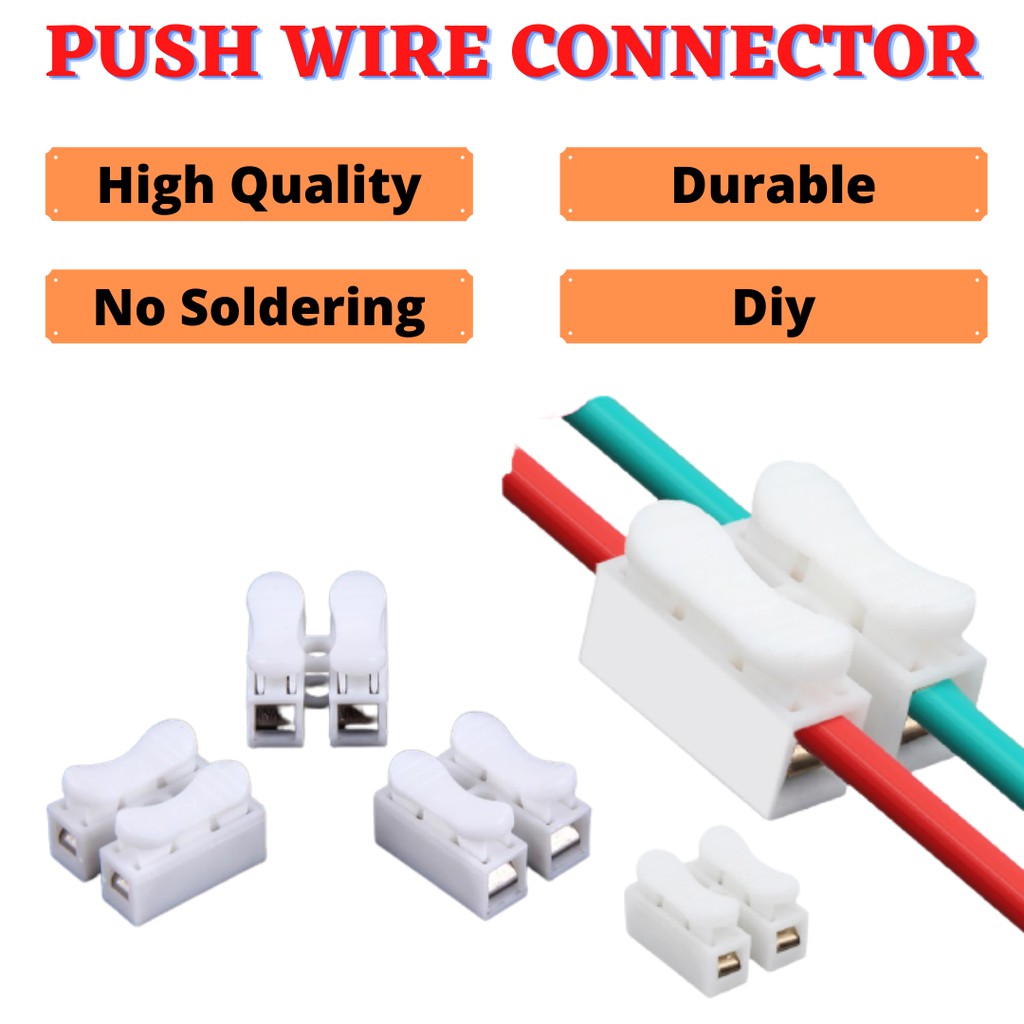 PVC 10 Pcs Terminal Block Wire Connector Push 2P Butt Joint Bar Kabel ...