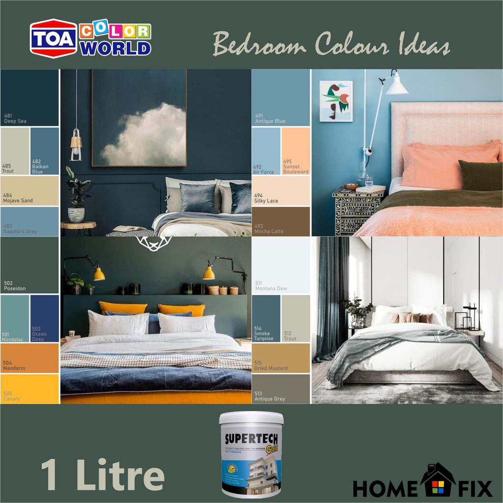 Cat Dalam Rumah Bedrooms Colour Scheme Part 3 - TOA Supertech Gold 1 Litre  | Shopee Malaysia