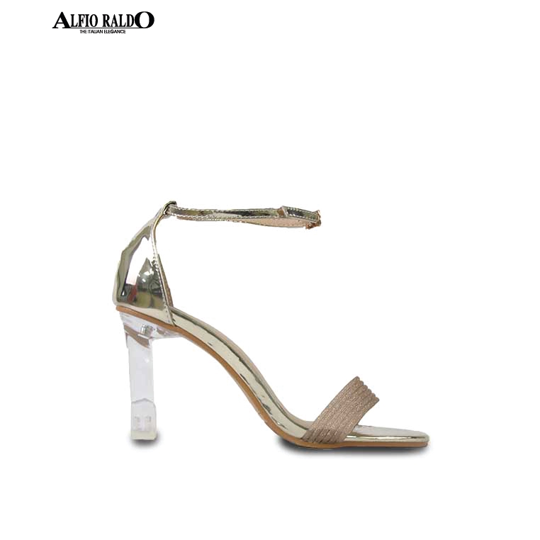 sparkly gold block heels