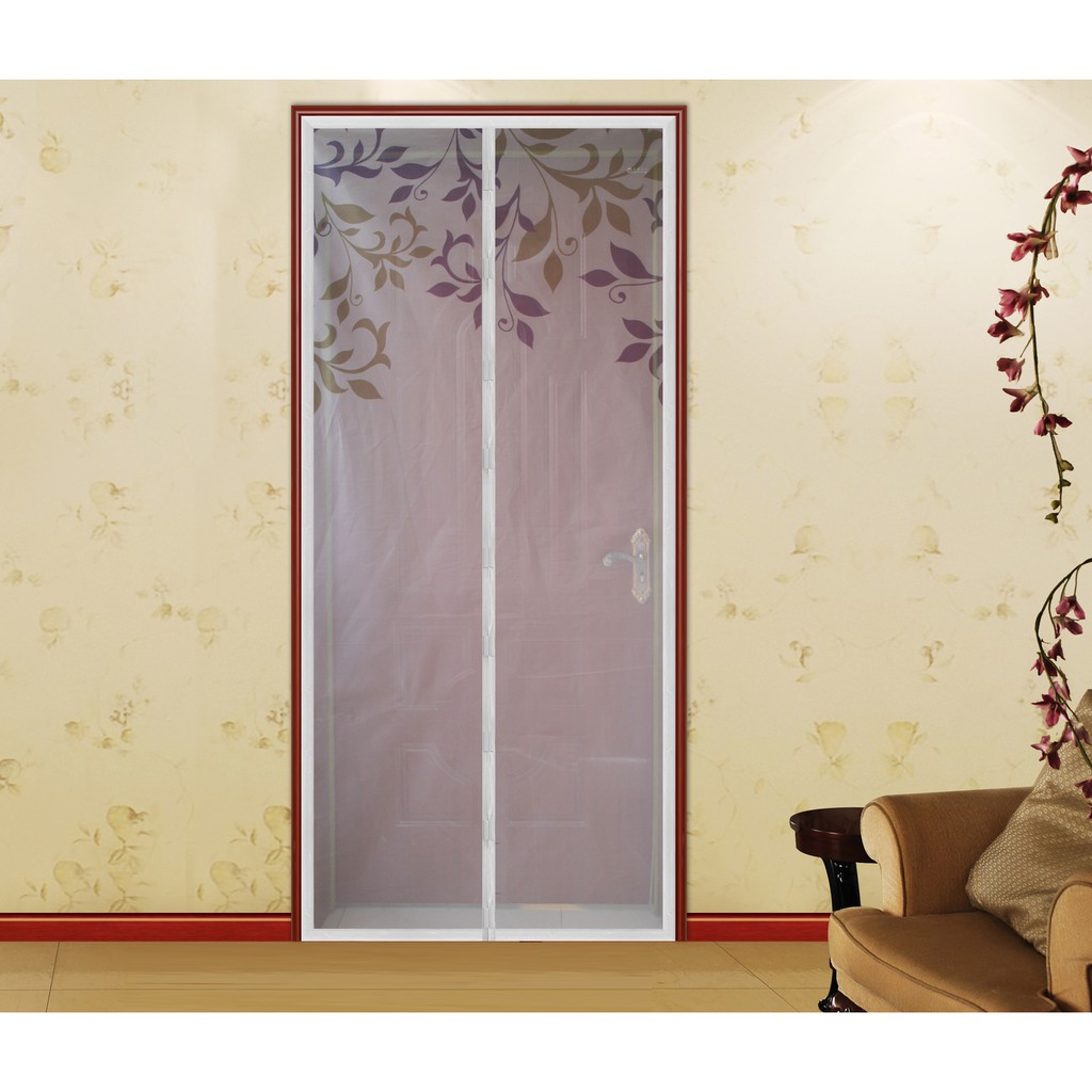 Leaves Printing Design Magnetic Door Screen Mosquito Net Magnetic