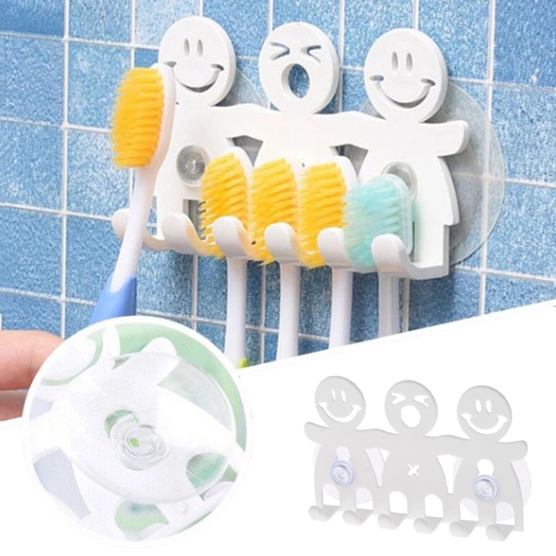Cute Home Hook Expression Wall Mounted Toothbrush Holder Storage Rack 