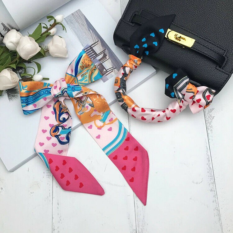 Luxury Woman Twilly Silk Scarf 90cm*4cm Long Small Head Scarf Bag