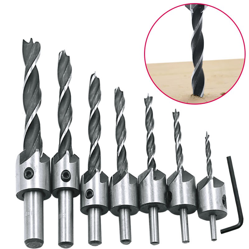 5pcs/7pcs lot Countersink Drill Bit Drill Press Set Reamer Woodworking ...