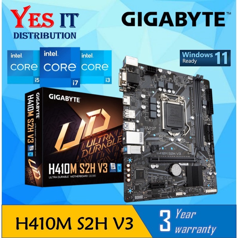 GIGABYTE H410M S2H v3 INTEL LGA1200 mATX MOTHERBOARD + INTEL 10TH GEN