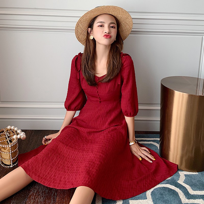 red midi dress casual