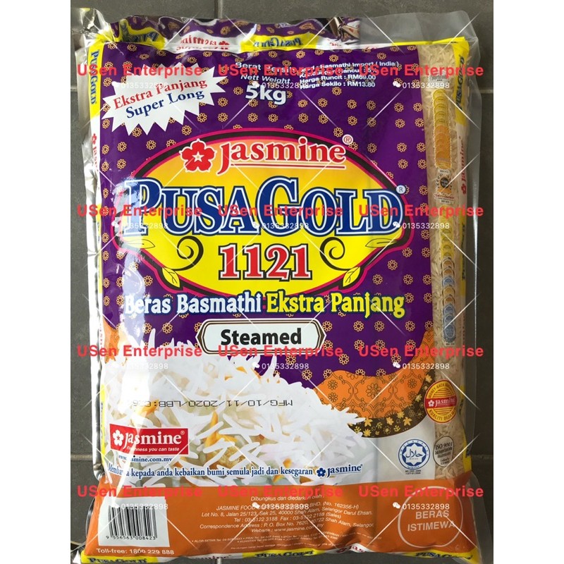Jasmine Pusa Gold 1121 5kg Basmathi Steamed Max Order 4 Bag Per Order Closest Mfg Date Mfg Tarikh Terdekat 最新的包装日