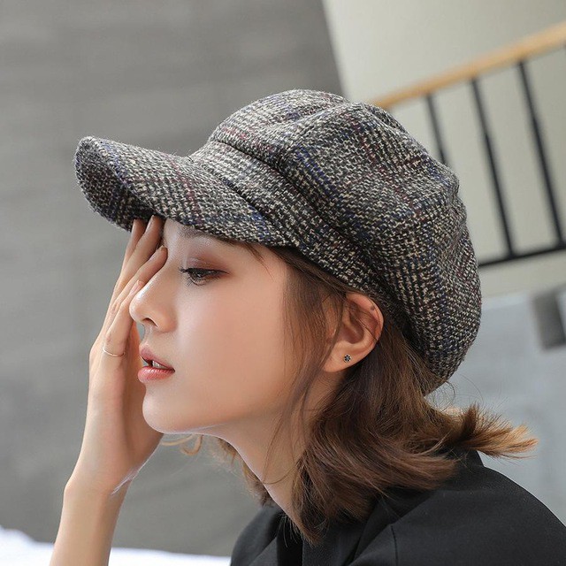 Ladies Women Warm Winter Hat Vintage Outdoors Octagonal Newsboy Visor Cap CF