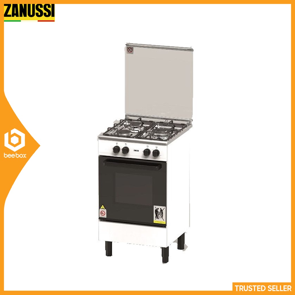 Zanussi Free Standing Gas Cooker ZCG530W (62L Gas Oven) 3 Gas Burners