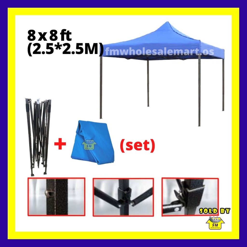 8x8 10x10 (FULL SET) High Quality Canopy With Canvas Express Night Market Canopy Camping Tent Kanopi Khemah Pasar Malam