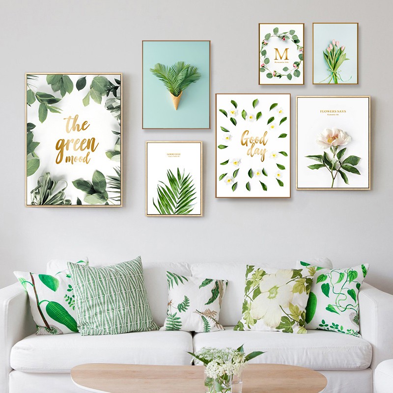 Nordic Poster Green Plants Canvas, Living Room Canvas