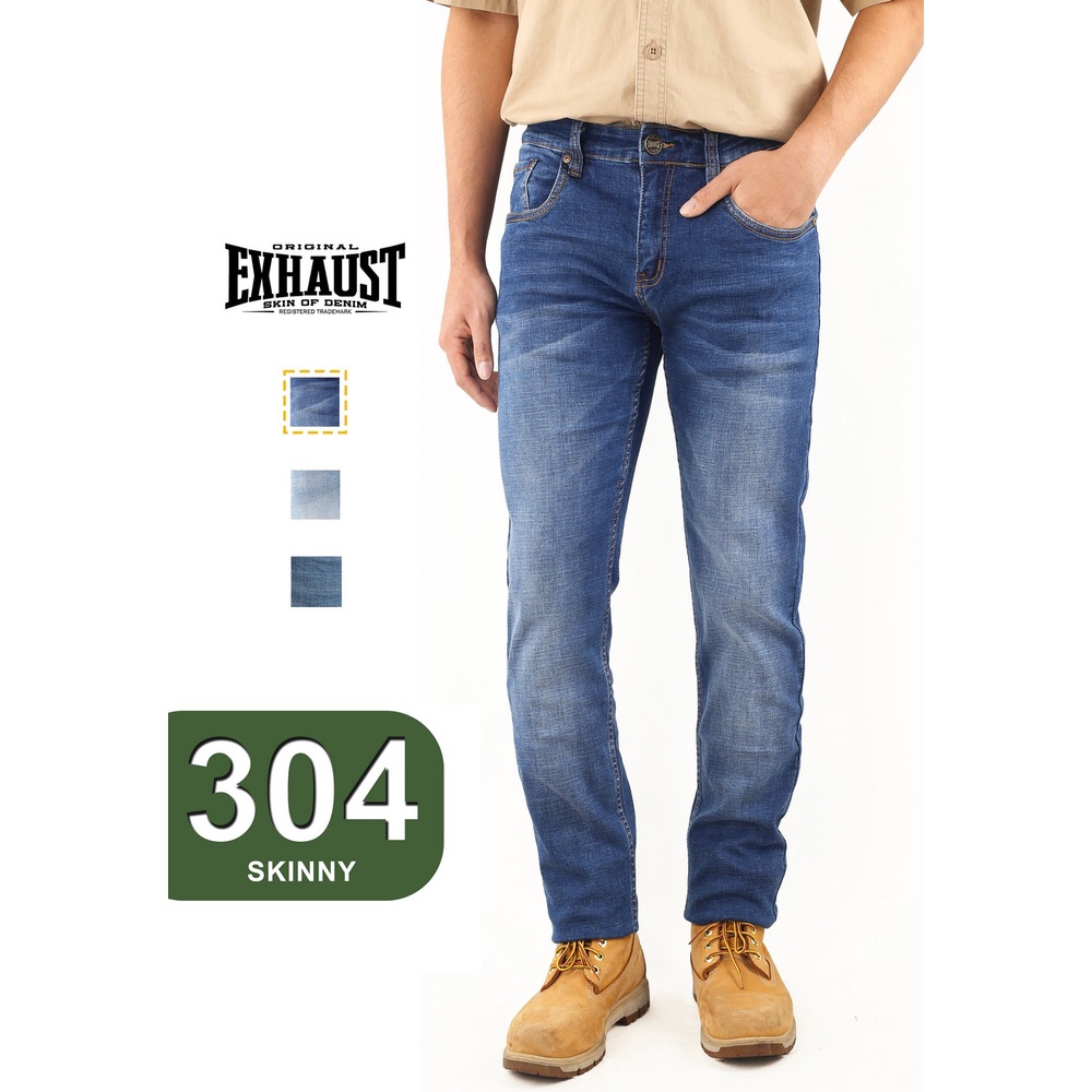 EXHAUST [304 SKINNY FIT] Stretchable Denim Jeans Long Pants With Super