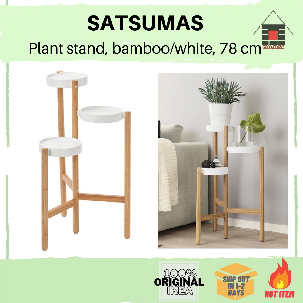 IKEA SATSUMAS Plant stand, bamboo/white, 78 cm Shopee Malaysia