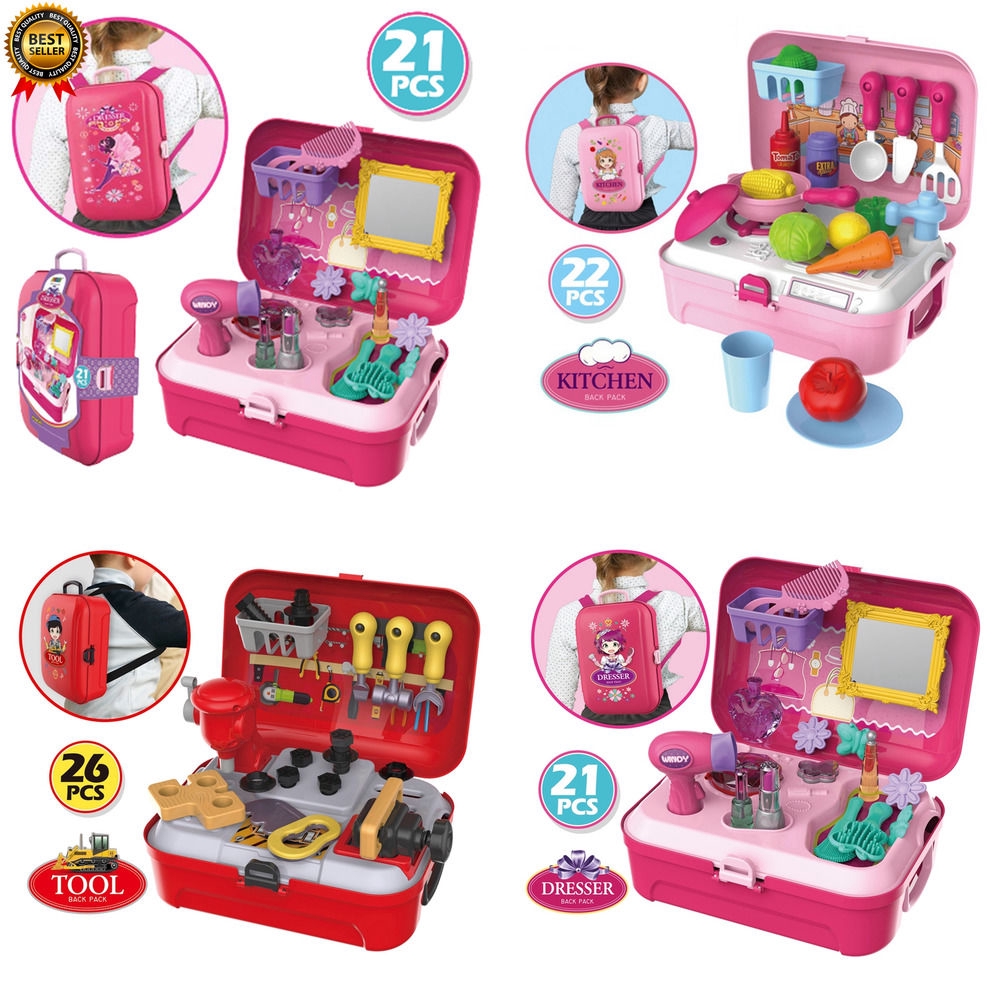 22pcs Little Girls Play Makeup Set Pretend Play Salon Kit For Toddlers Kids Vanity Case Dress Up Toys Travel Playset Gifts Shopee Malaysia