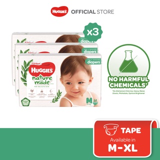 Image of Huggies Naturemade Diapers M64 / L54 / XL44 (3 packs)